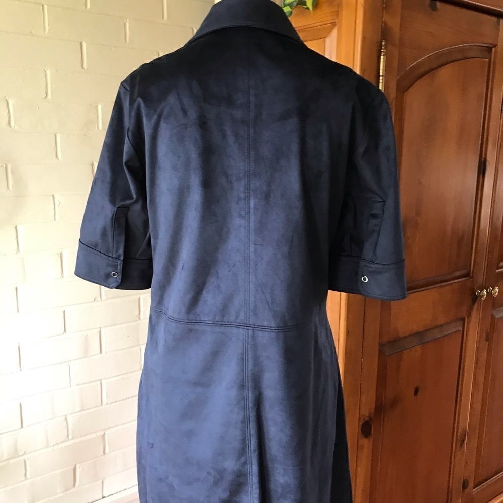 𝅺ELIE Tahari dress blue micro suede size 8 spring fall - Picture 5 of 12